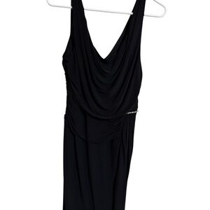 O74 S.L. Fashions Elegant Black Midi Dress
